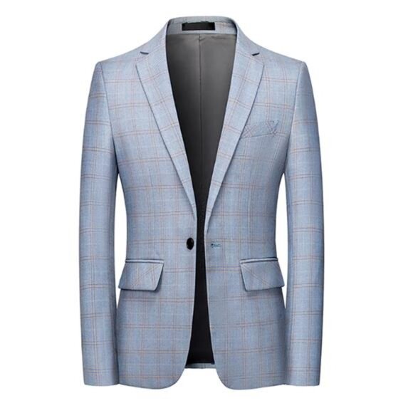 Men's Blue Plaid Blazer - Picture 1 of 7
